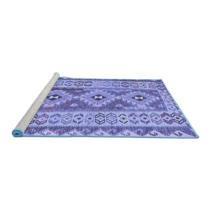 Sideview of Machine Washable Southwestern Blue Country Rug, wshcon675blu