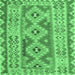 Square Machine Washable Southwestern Emerald Green Country Area Rugs, wshcon675emgrn