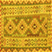 Square Machine Washable Southwestern Yellow Country Rug, wshcon675yw