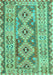 Machine Washable Southwestern Turquoise Country Area Rugs, wshcon675turq