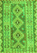 Serging Thickness of Machine Washable Southwestern Green Country Area Rugs, wshcon675grn