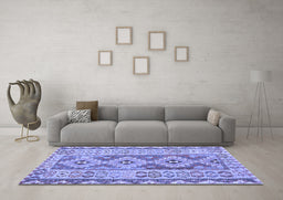 Machine Washable Southwestern Blue Country Rug in a Living Room, wshcon675blu