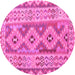 Round Southwestern Pink Country Rug, con675pnk