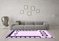 Machine Washable Abstract Purple Contemporary Rug, wshcon676pur