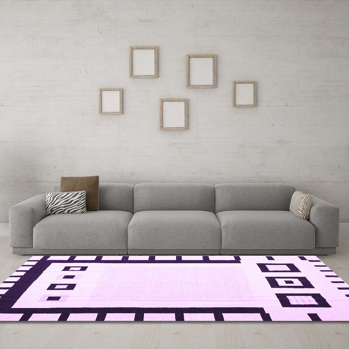 Machine Washable Abstract Purple Contemporary Area Rugs in a Living Room, wshcon676pur