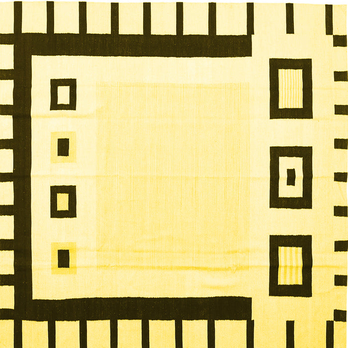 Square Machine Washable Abstract Yellow Contemporary Rug, wshcon676yw