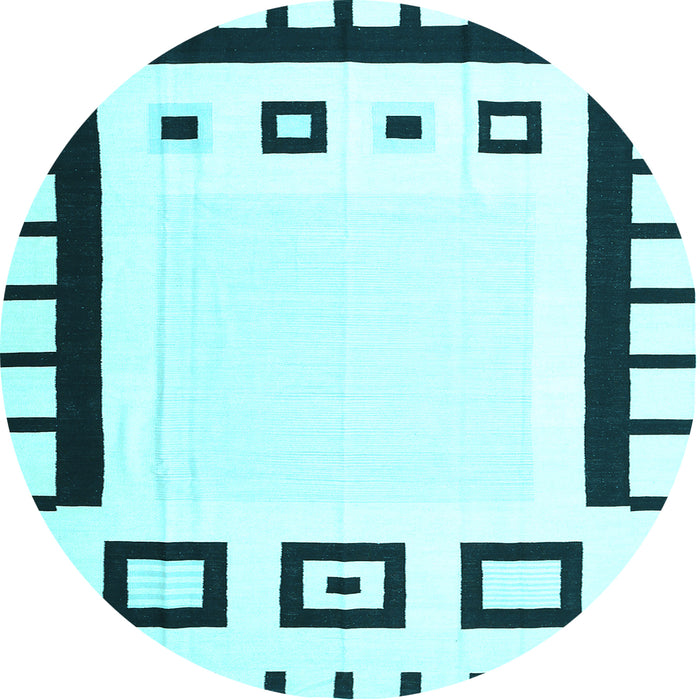 Round Abstract Light Blue Contemporary Rug, con676lblu