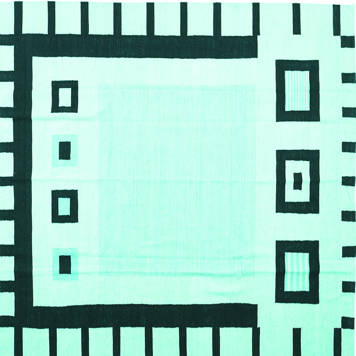 Square Machine Washable Abstract Turquoise Contemporary Area Rugs, wshcon676turq