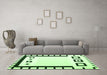 Machine Washable Abstract Green Contemporary Area Rugs in a Living Room,, wshcon676grn