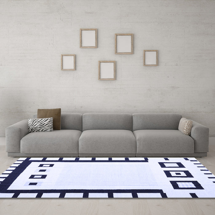 Machine Washable Abstract Blue Contemporary Rug in a Living Room, wshcon676blu