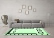 Machine Washable Abstract Emerald Green Contemporary Area Rugs in a Living Room,, wshcon676emgrn