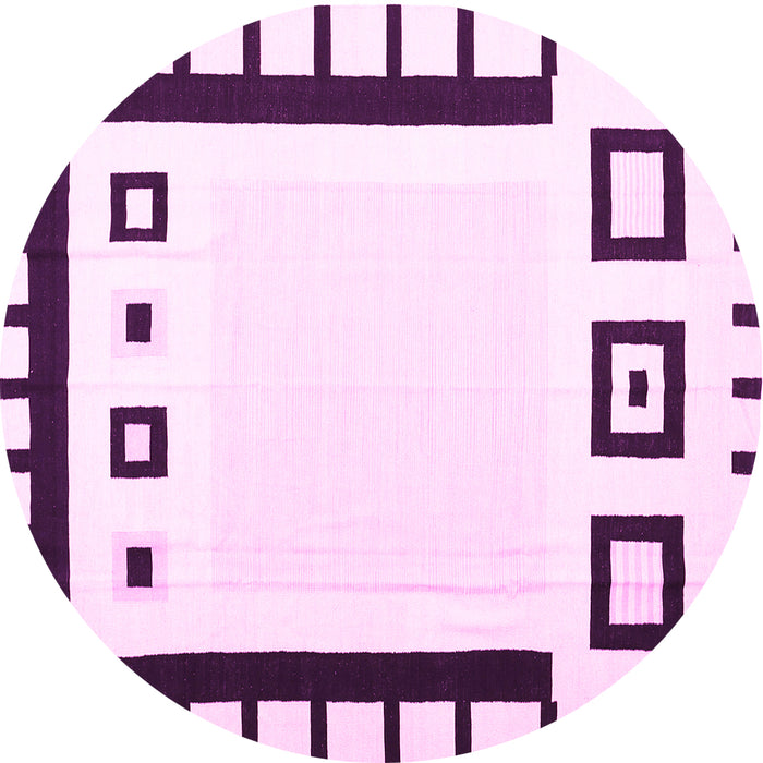 Round Machine Washable Abstract Pink Contemporary Rug, wshcon676pnk