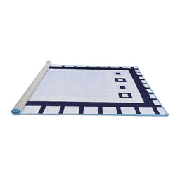 Sideview of Machine Washable Abstract Blue Contemporary Rug, wshcon676blu