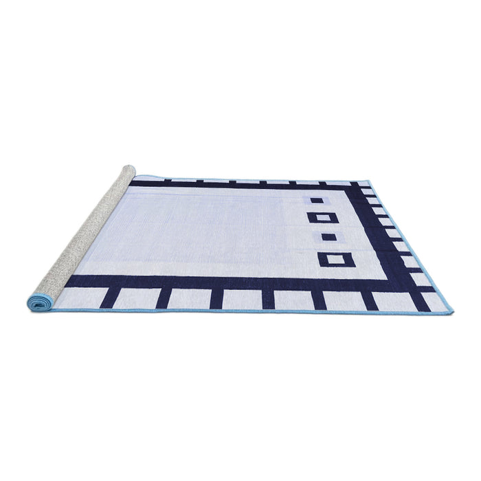 Sideview of Machine Washable Abstract Blue Contemporary Rug, wshcon676blu