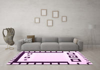 Machine Washable Abstract Pink Contemporary Rug, wshcon676pnk