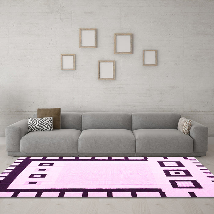 Machine Washable Abstract Pink Contemporary Rug in a Living Room, wshcon676pnk