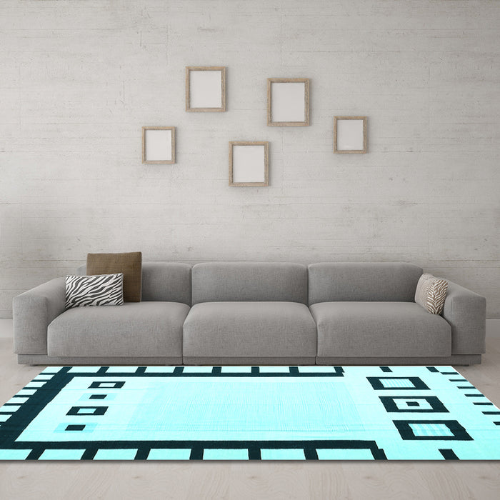 Machine Washable Abstract Light Blue Contemporary Rug in a Living Room, wshcon676lblu