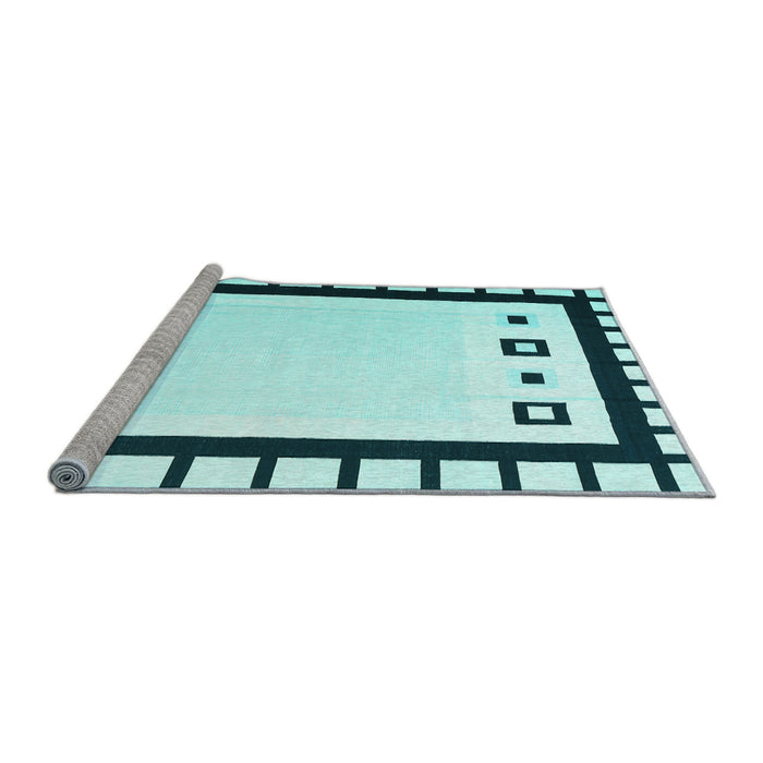 Sideview of Machine Washable Abstract Light Blue Contemporary Rug, wshcon676lblu