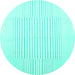 Round Machine Washable Solid Turquoise Modern Area Rugs, wshcon677turq