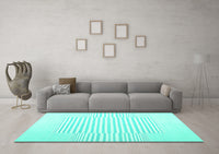 Machine Washable Solid Turquoise Modern Rug, wshcon677turq