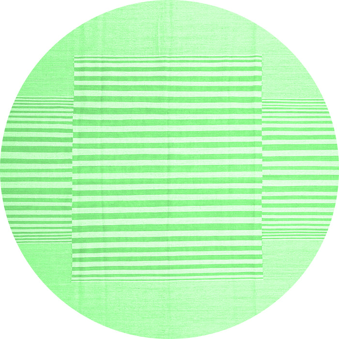 Round Machine Washable Solid Emerald Green Modern Area Rugs, wshcon677emgrn