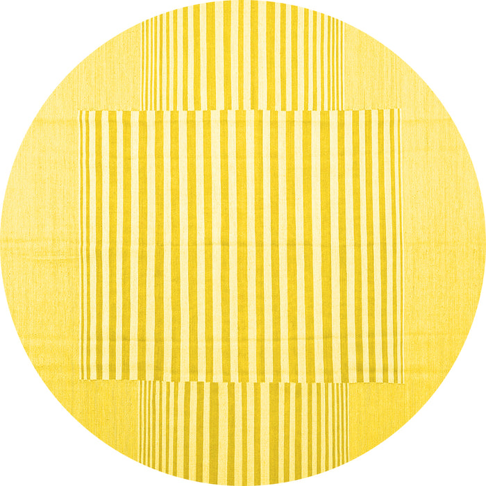 Round Solid Yellow Modern Rug, con677yw