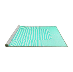 Sideview of Machine Washable Solid Turquoise Modern Area Rugs, wshcon677turq