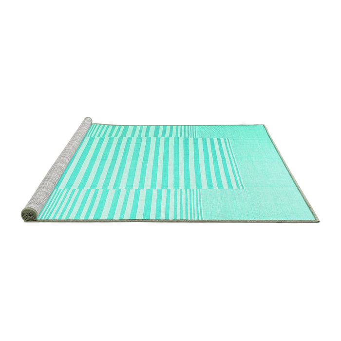 Sideview of Machine Washable Solid Turquoise Modern Area Rugs, wshcon677turq