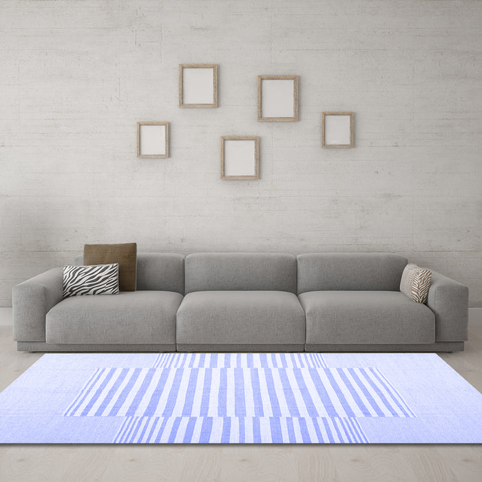 Machine Washable Solid Blue Modern Rug in a Living Room, wshcon677blu