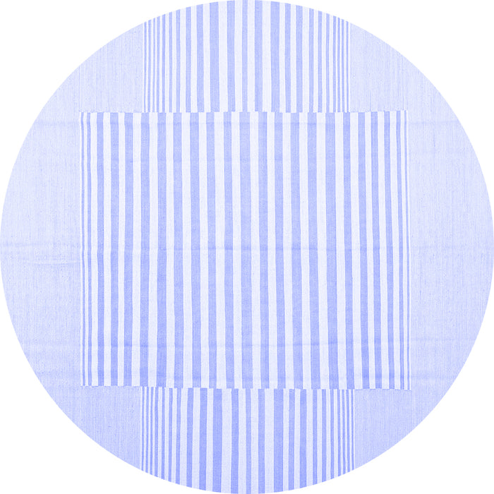 Round Machine Washable Solid Blue Modern Rug, wshcon677blu