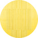 Round Machine Washable Solid Yellow Modern Rug, wshcon677yw