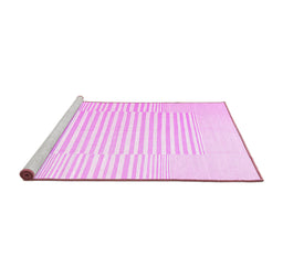 Sideview of Machine Washable Solid Pink Modern Rug, wshcon677pnk
