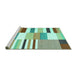 Sideview of Machine Washable Patchwork Turquoise Transitional Area Rugs, wshcon678turq