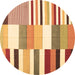 Round Patchwork Brown Transitional Rug, con678brn