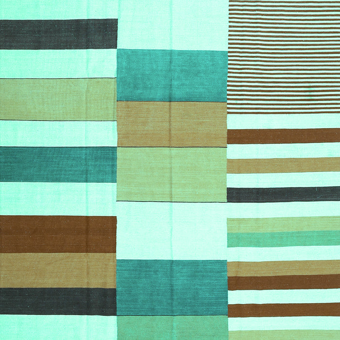 Machine Washable Patchwork Turquoise Transitional Area Rugs, wshcon678turq