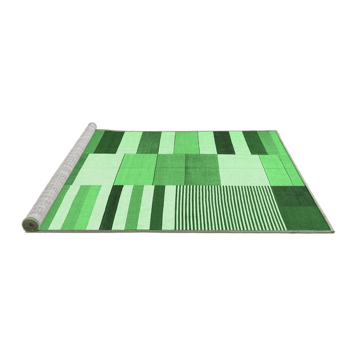 Sideview of Machine Washable Patchwork Emerald Green Transitional Area Rugs, wshcon678emgrn