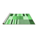 Sideview of Machine Washable Patchwork Emerald Green Transitional Area Rugs, wshcon678emgrn