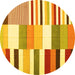 Round Patchwork Yellow Transitional Rug, con678yw