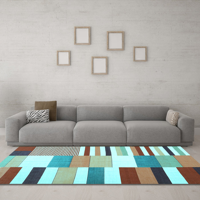 Machine Washable Patchwork Light Blue Transitional Rug in a Living Room, wshcon678lblu