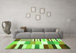 Machine Washable Patchwork Green Transitional Area Rugs in a Living Room,, wshcon678grn