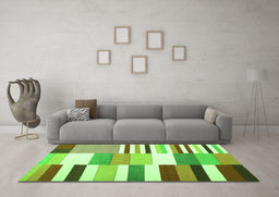 Machine Washable Patchwork Green Transitional Area Rugs in a Living Room,, wshcon678grn