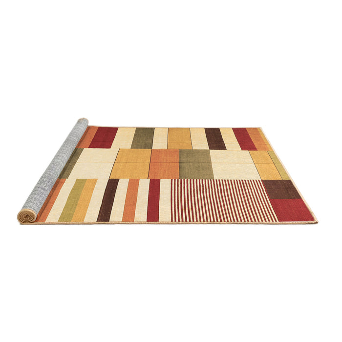 Sideview of Machine Washable Patchwork Brown Transitional Rug, wshcon678brn