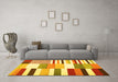 Machine Washable Patchwork Yellow Transitional Rug in a Living Room, wshcon678yw