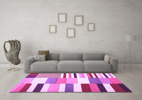 Machine Washable Patchwork Purple Transitional Rug, wshcon678pur