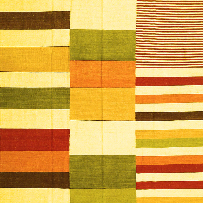 Patchwork Yellow Transitional Rug, con678yw