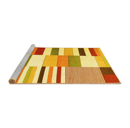 Sideview of Machine Washable Patchwork Yellow Transitional Rug, wshcon678yw