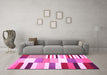 Machine Washable Patchwork Pink Transitional Rug in a Living Room, wshcon678pnk