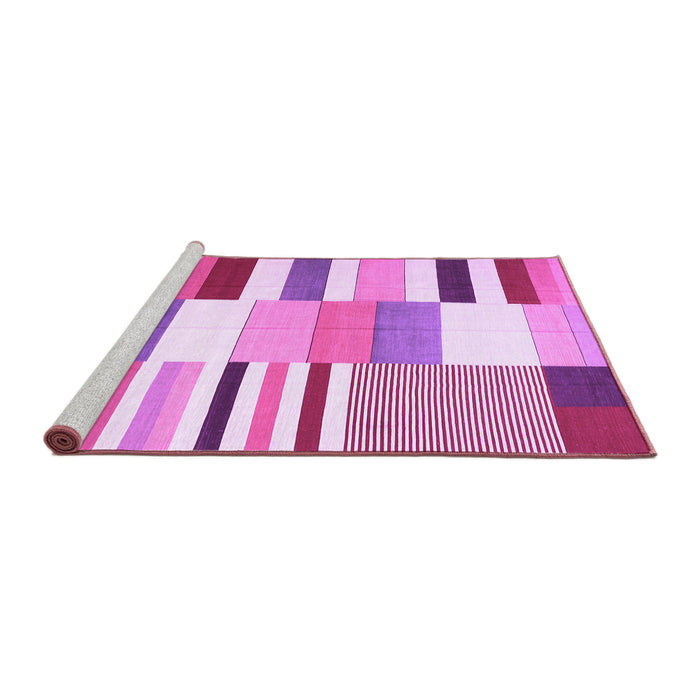 Sideview of Machine Washable Patchwork Purple Transitional Area Rugs, wshcon678pur