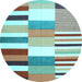 Round Patchwork Light Blue Transitional Rug, con678lblu