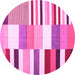 Round Machine Washable Patchwork Pink Transitional Rug, wshcon678pnk